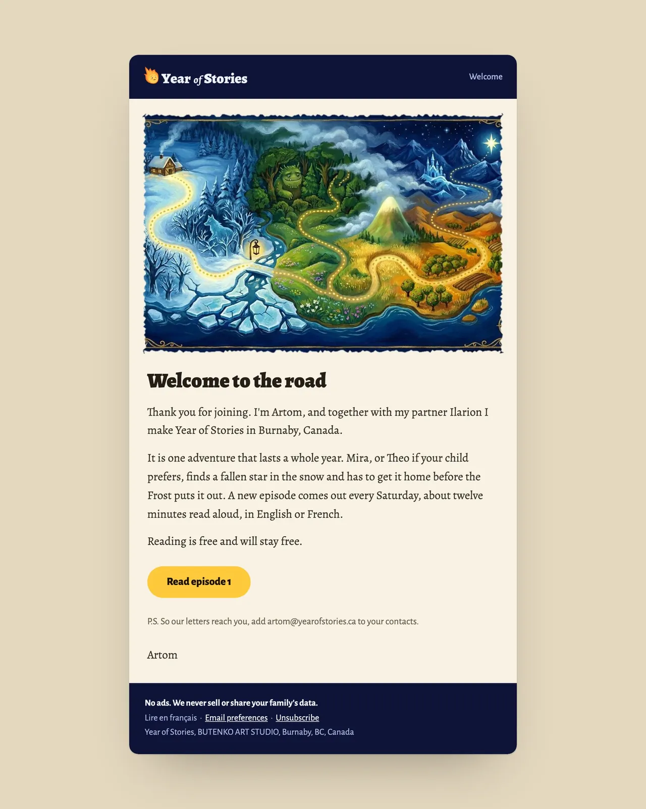 Welcome letter